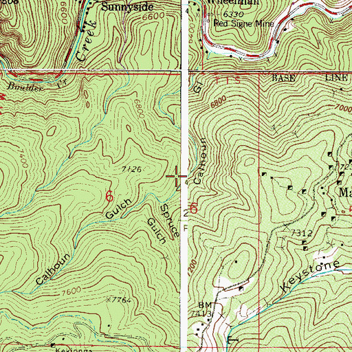 Topographic Map of Snow Flake Mine, CO
