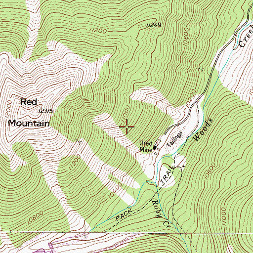 Topographic Map of Jim Lode Mine, CO