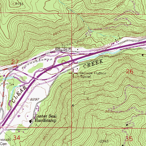 Topographic Map of Bellevue-Rochester Mine, CO