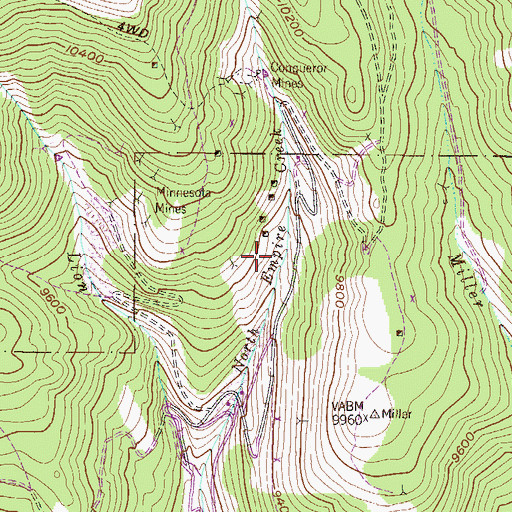 Topographic Map of Bay State Tunnel Mine, CO