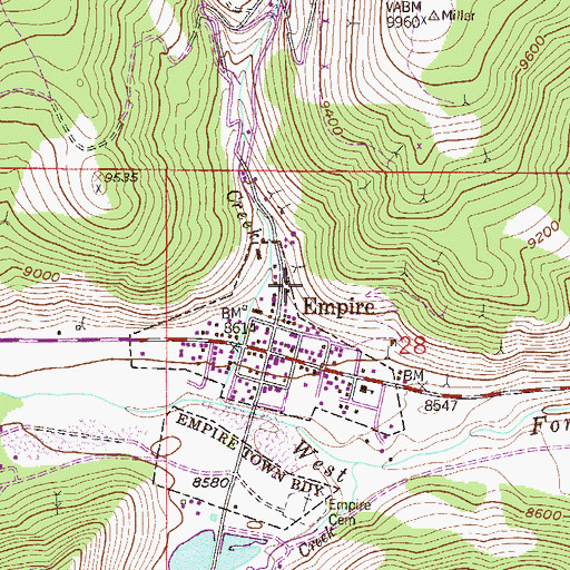 Topographic Map of Belle of Empire Mine, CO