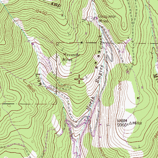 Topographic Map of Benton Mine, CO