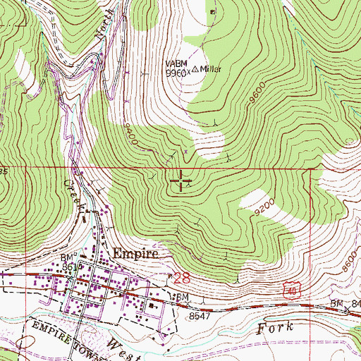 Topographic Map of Caroline Mine, CO