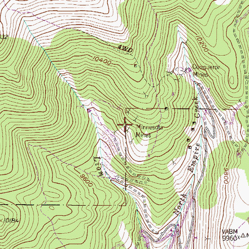 Topographic Map of Crown Prince Mine, CO