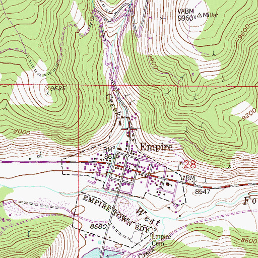 Topographic Map of Empire City Mine, CO