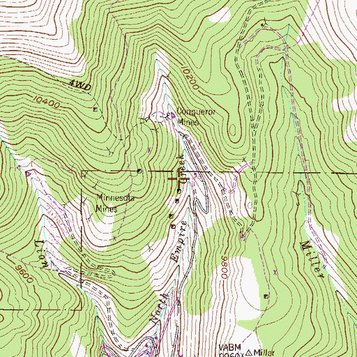 Topographic Map of Gold Fissure Mine, CO