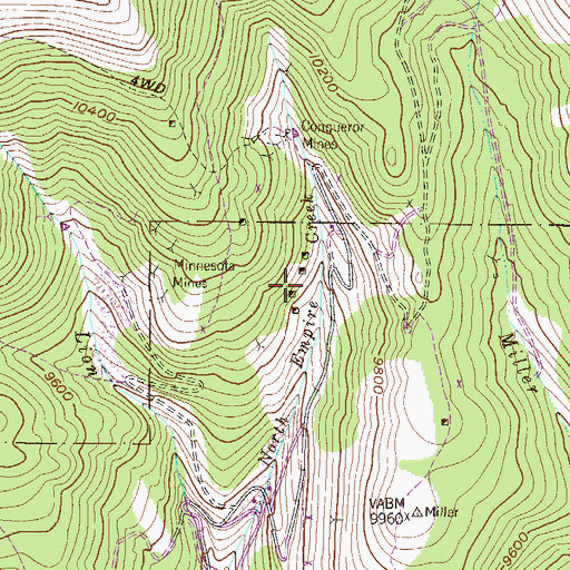 Topographic Map of Legion Mine, CO