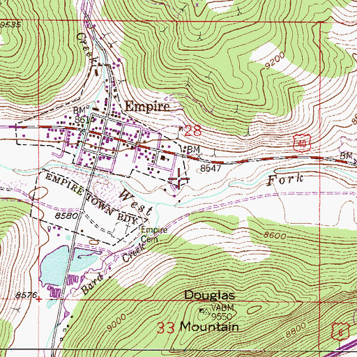 Topographic Map of Lucky Strike Group Mine, CO