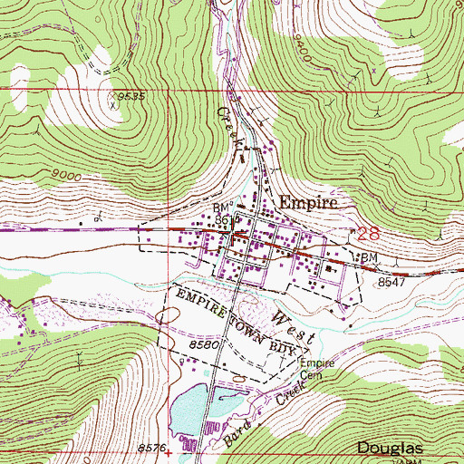 Topographic Map of Virginia City Mine, CO