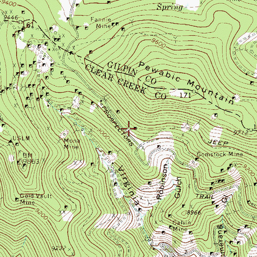 Topographic Map of Ace of Diamonds Shaft Mine, CO