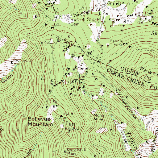 Topographic Map of Ada Mine, CO