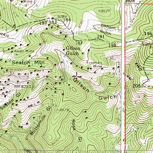 Topographic Map of Alpha Mine, CO