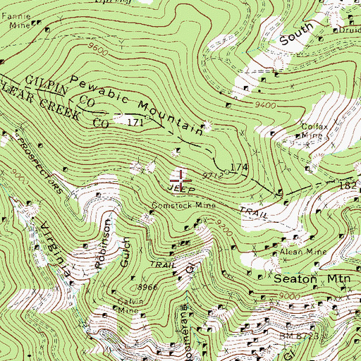 Topographic Map of Ashland Shaft Mine, CO