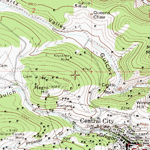 Topographic Map of Boss Mine, CO
