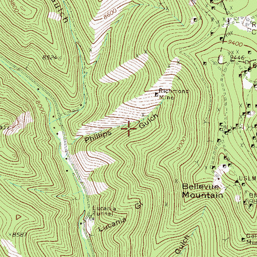 Topographic Map of Bourbon Tunnel Mine, CO