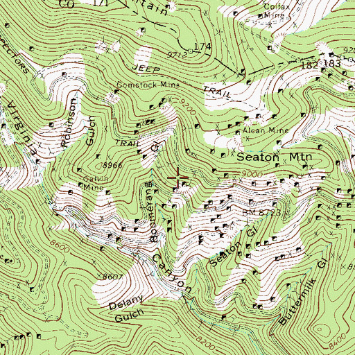Topographic Map of Bride Mine, CO
