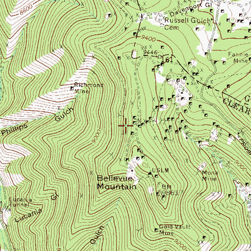 Topographic Map of Central Shaft Mine, CO