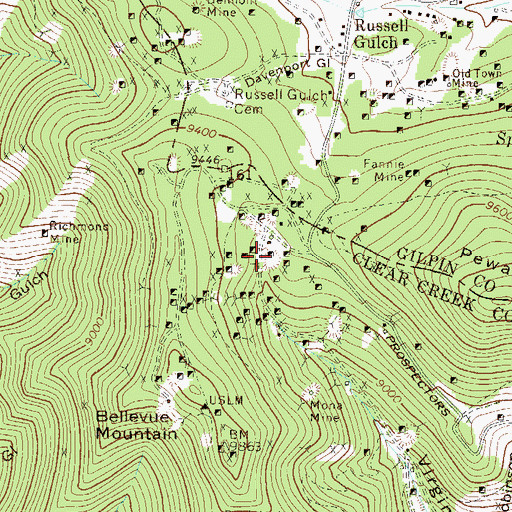 Topographic Map of Crown Point Mine, CO