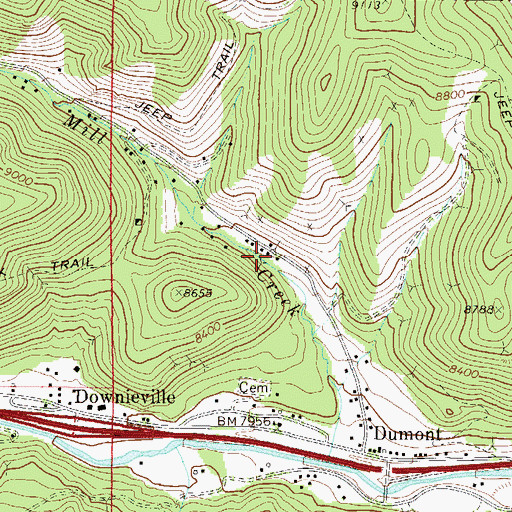 Topographic Map of Dundee Mine, CO
