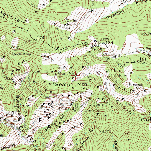 Topographic Map of Elkhorn Shaft Mine, CO