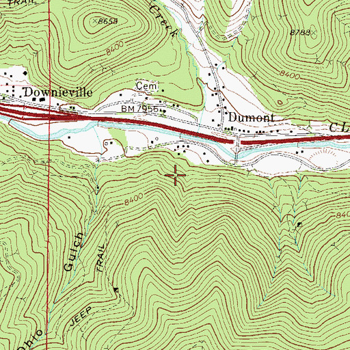 Topographic Map of Elky Tunnel Mine, CO