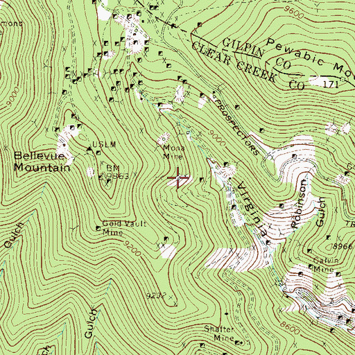 Topographic Map of Eureka Swansea Mine, CO