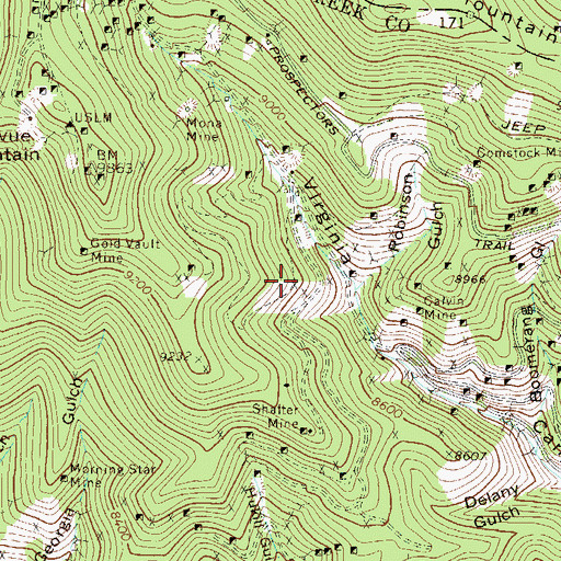 Topographic Map of Fanny Shaft Mine, CO