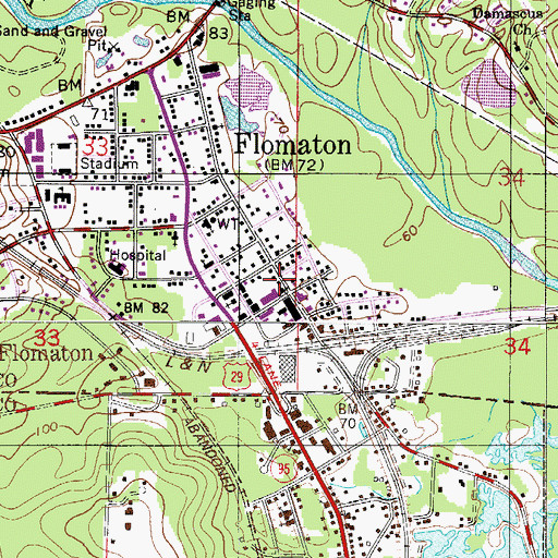 Topographic Map of Flomation Post Office, AL