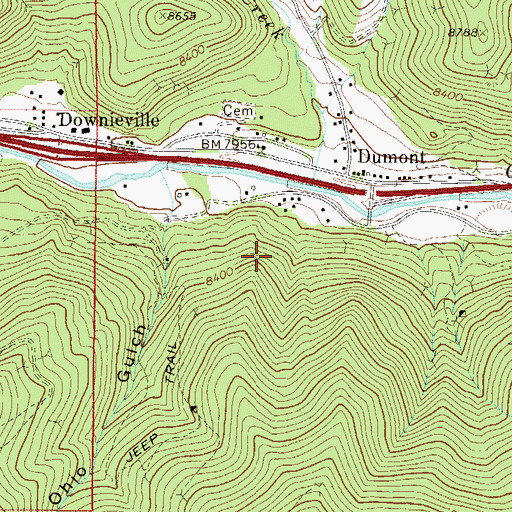 Topographic Map of Franklin D Tunnel Mine, CO