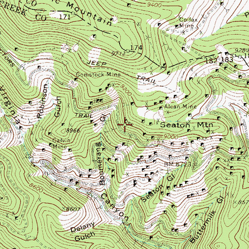 Topographic Map of Frontenac Shaft Mine, CO