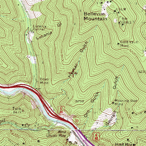 Topographic Map of Gold Bullion Shaft Mine, CO