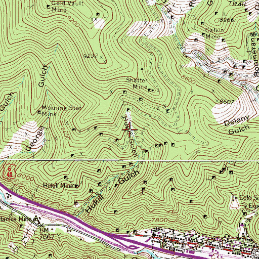 Topographic Map of Great American Mine, CO