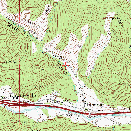 Topographic Map of Happy Thought Mine, CO