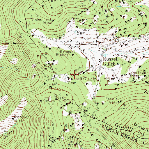 Topographic Map of Homestake Shaft Mine, CO