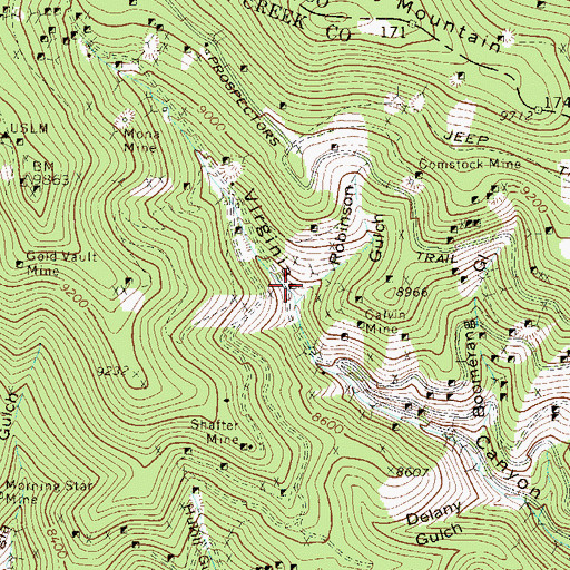 Topographic Map of Hudson Tunnel Mine, CO