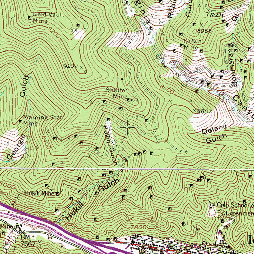 Topographic Map of Jennie Lind Tunnel Number One Mine, CO