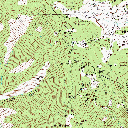 Topographic Map of John L Emerson Mine, CO