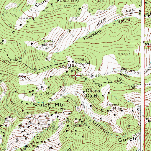 Topographic Map of J. Warner Mine, CO