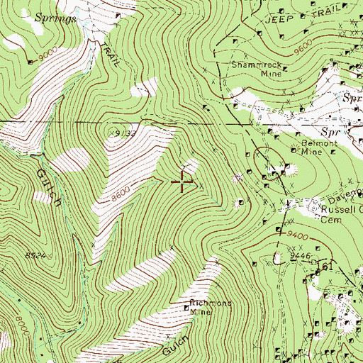 Topographic Map of Knickerbocker Mine, CO