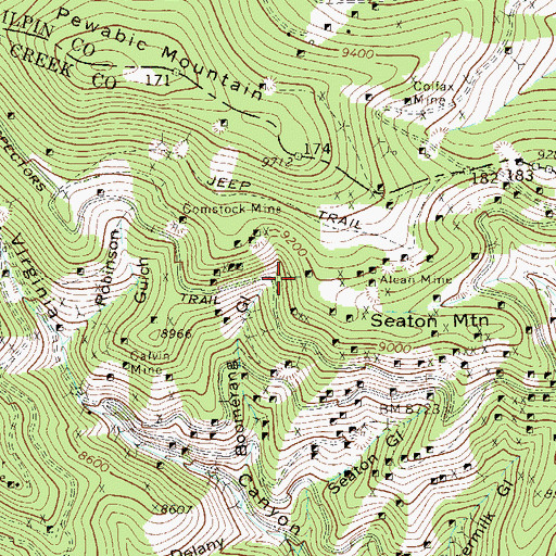 Topographic Map of Lead Belt Tunnel Mine, CO
