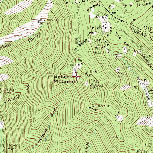 Topographic Map of Little Annie Tunnel Mine, CO