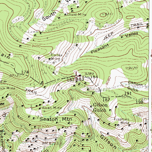 Topographic Map of Minott Mine, CO