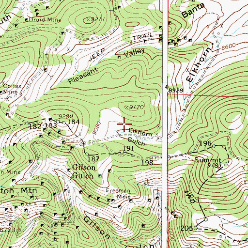 Topographic Map of Pine Tree Shaft Mine, CO