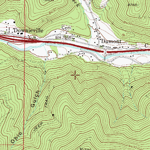 Topographic Map of Pride of the Rock Mine, CO