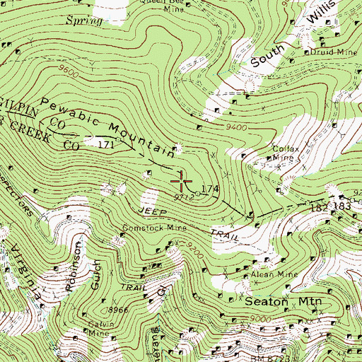 Topographic Map of Queen Bee Shaft, CO