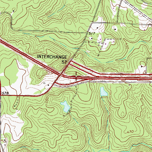 Topographic Map of Exit 57, GA