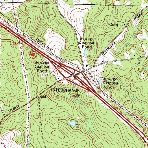 Topographic Map of Exit 59, GA
