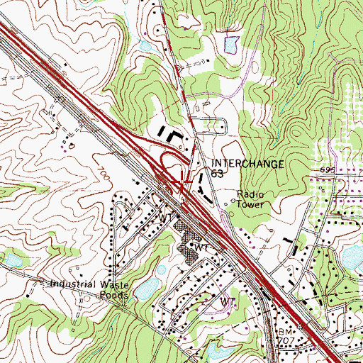 Topographic Map of Exit 63, GA