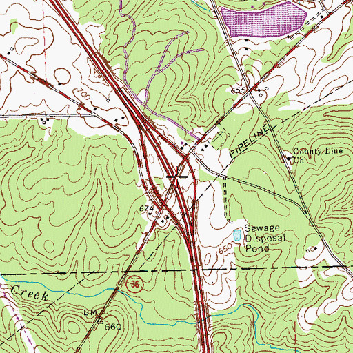 Topographic Map of Exit 66, GA