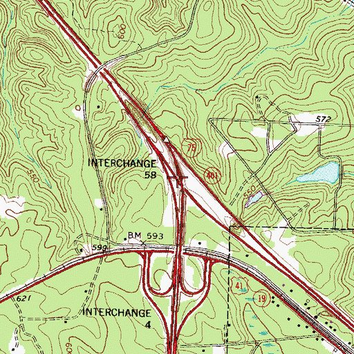 Topographic Map of Exit 5, GA